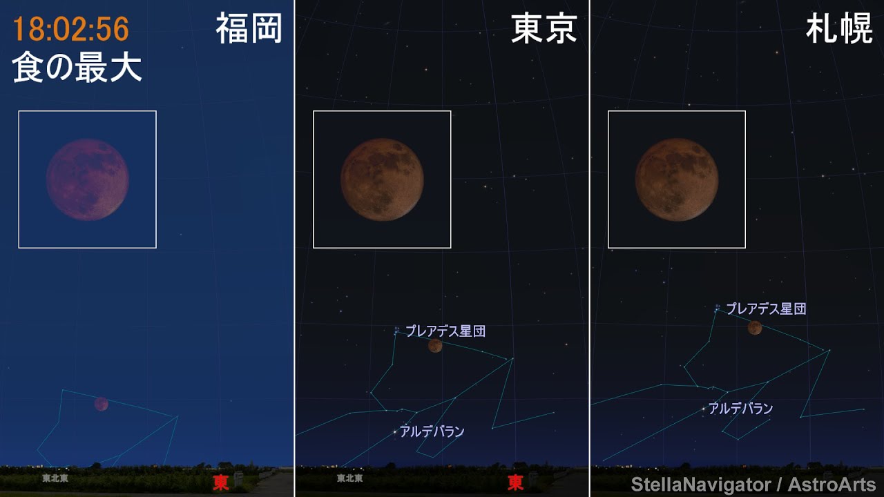2021年11月19日 部分月食（福岡・東京・札幌での見え方）
https://youtu.be/vzwIIprGOfY
